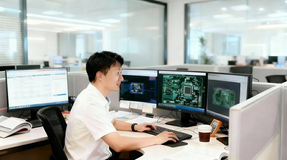 Engineering team performing PCB layout, CAD review, and manufacturability evaluation at LinkPCBA.