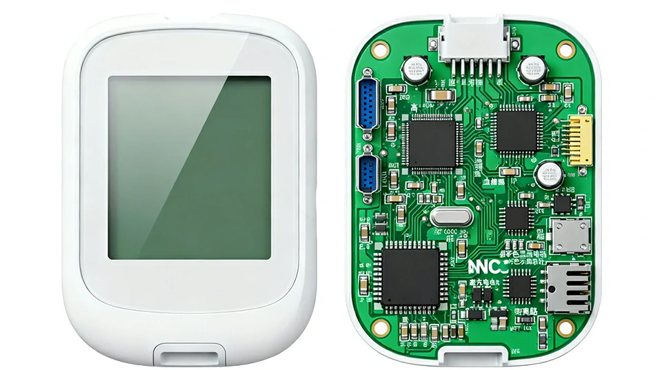 Medical monitoring device with internal PCB showing medical-grade production design