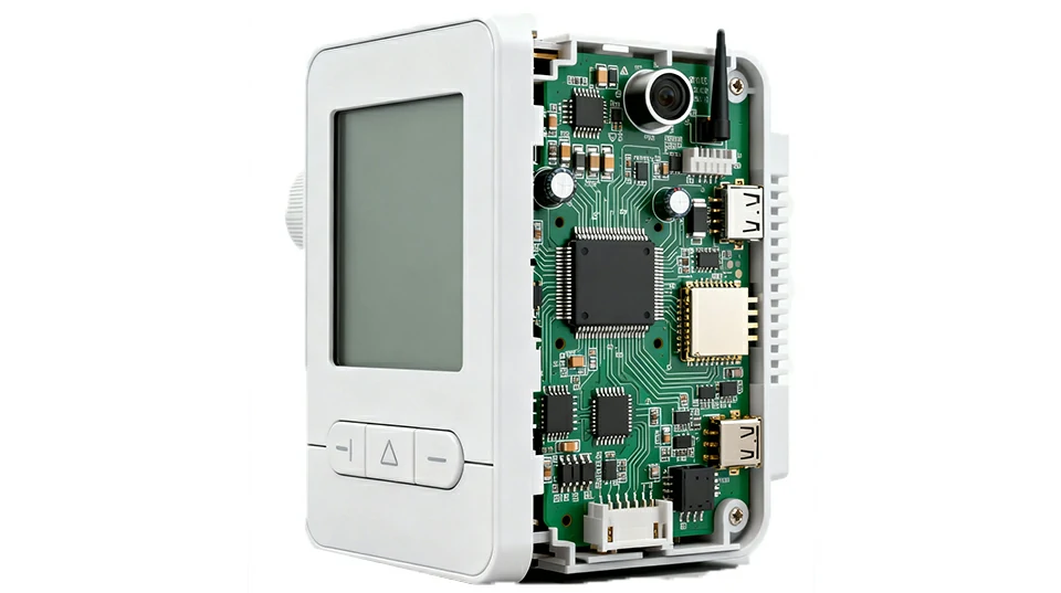 Portable medical device with exposed PCB showing high-reliability electronics