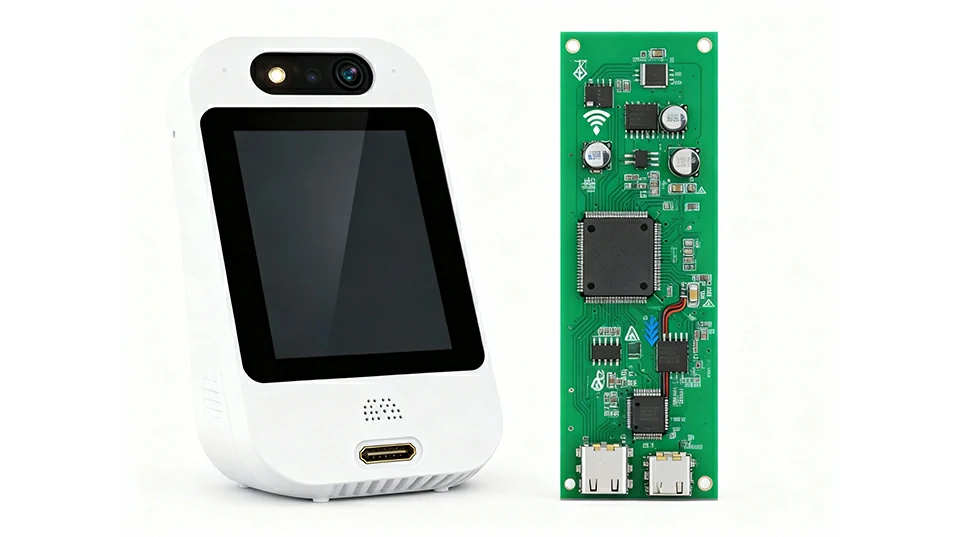 Smart lock with its control board showing fingerprint module and security circuits