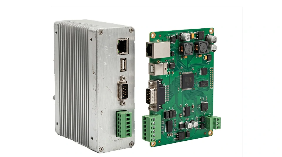 Industrial control PCBA module with aluminum enclosure and assembled circuit board
