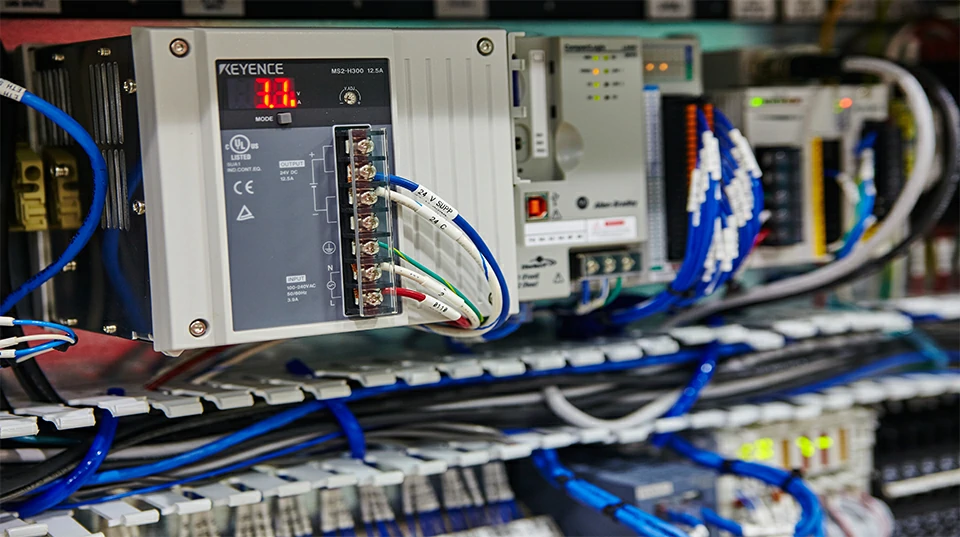 industrial control unit with display and wiring harness PCBA for automation system