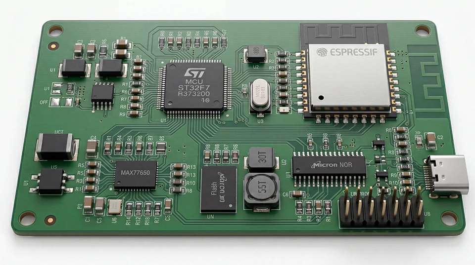 Highly integrated IoT PCBA with MCU and wireless communication module