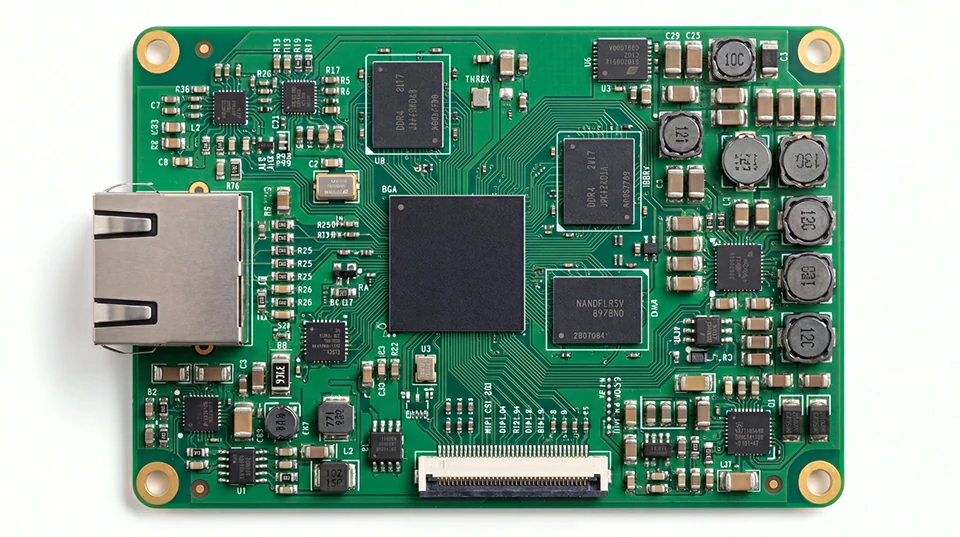 PCBA for intelligent security camera controller with Ethernet interface and integrated processing components