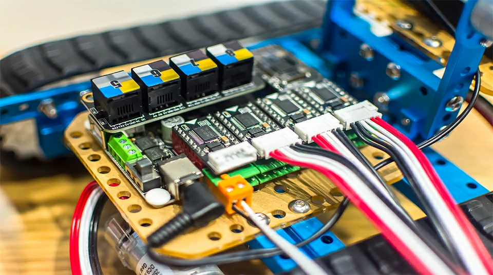 close-up of security PCBA circuit board components for surveillance and monitoring systems