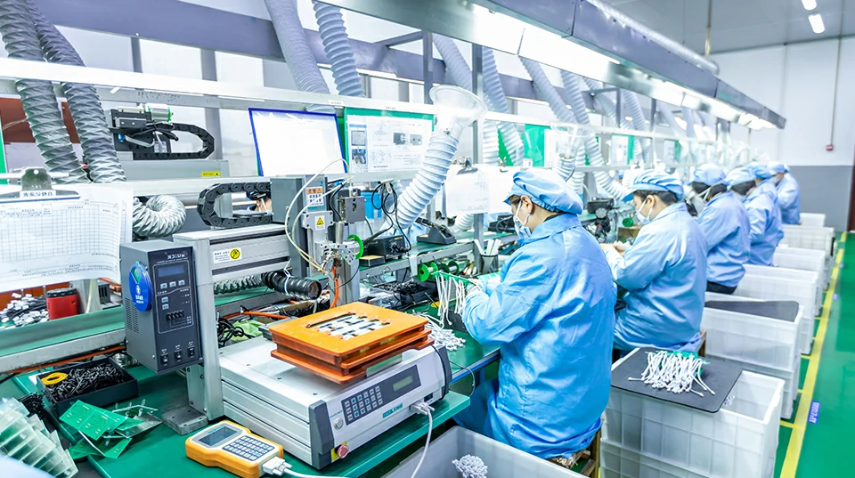 Automated PCBA assembly line supporting end-to-end EMS manufacturing from SMT to final inspection